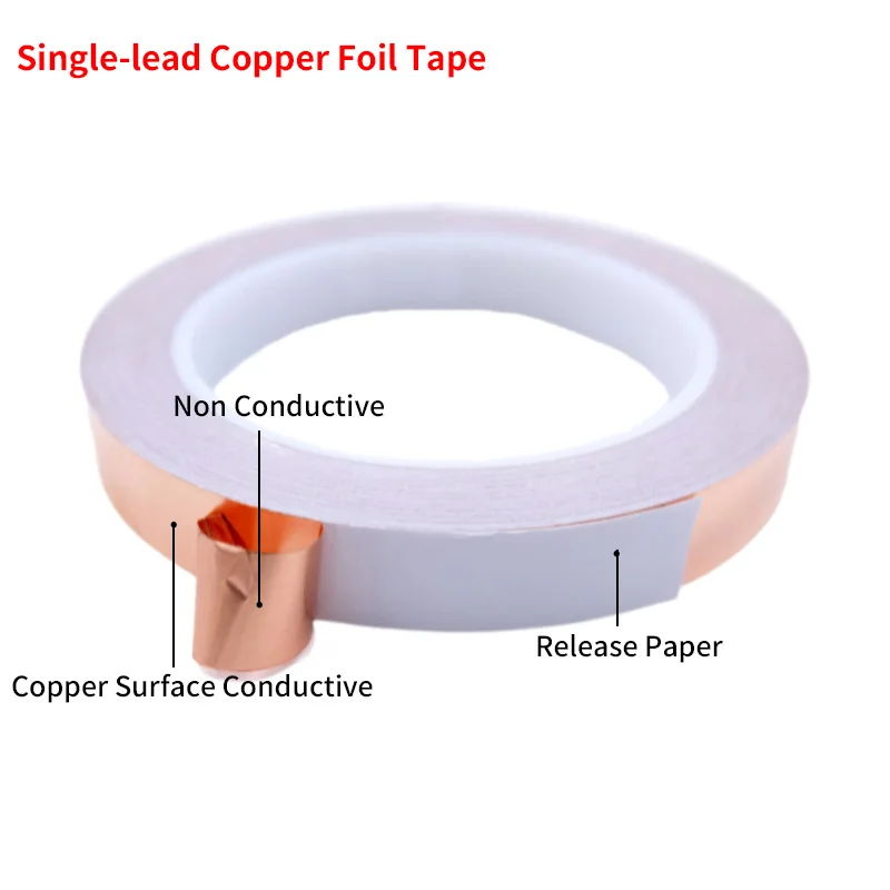 10/20/50M Copper Foil Tape Adhesive Single Double Sided Conductive Snail EMI Shielding DIY Circuit Electrical Repair Tapes