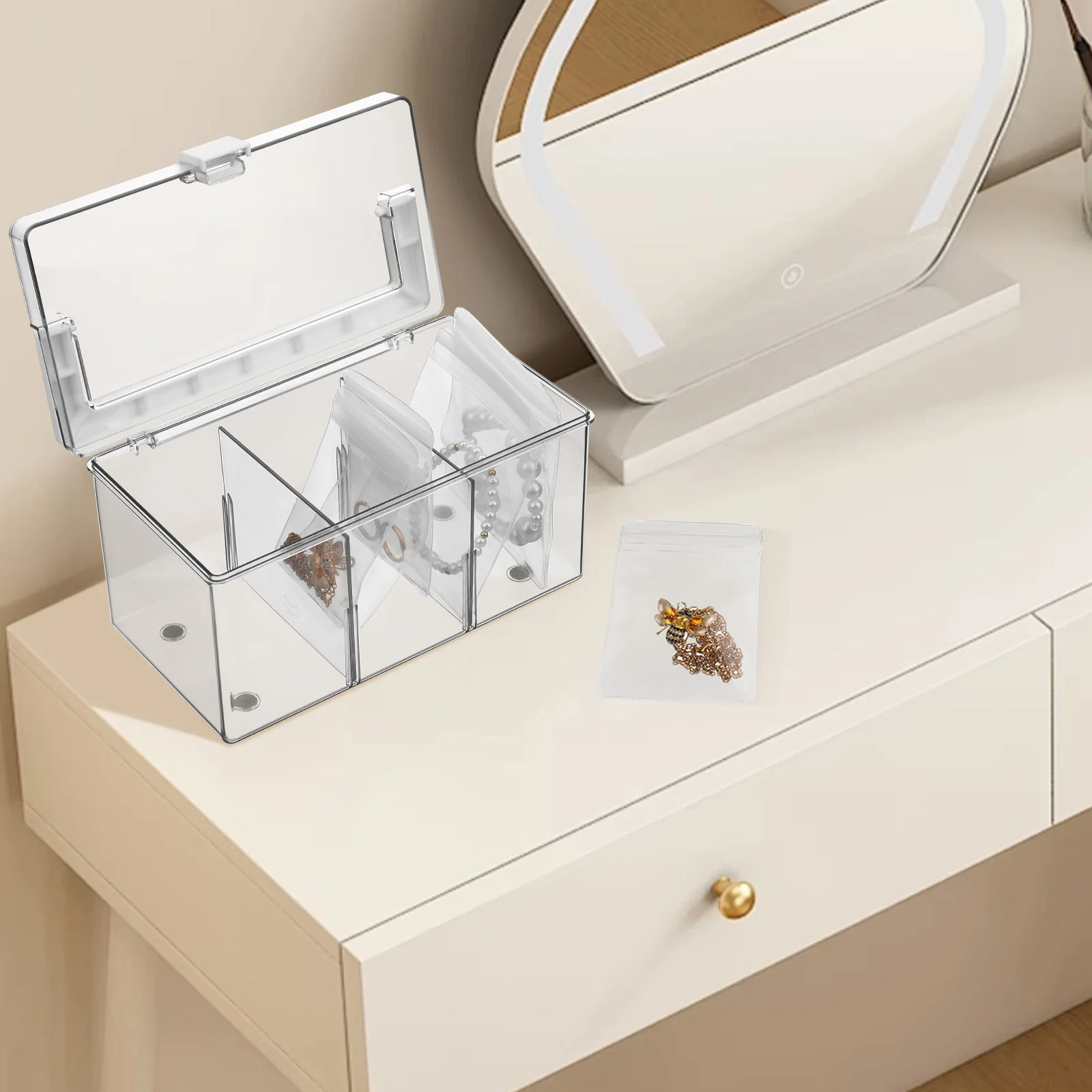 

Clear Acrylic Jewelry Storage Box Large Capacity Organizer Portable Jewelry Case for Rings Earrings Necklaces Earring Organizer