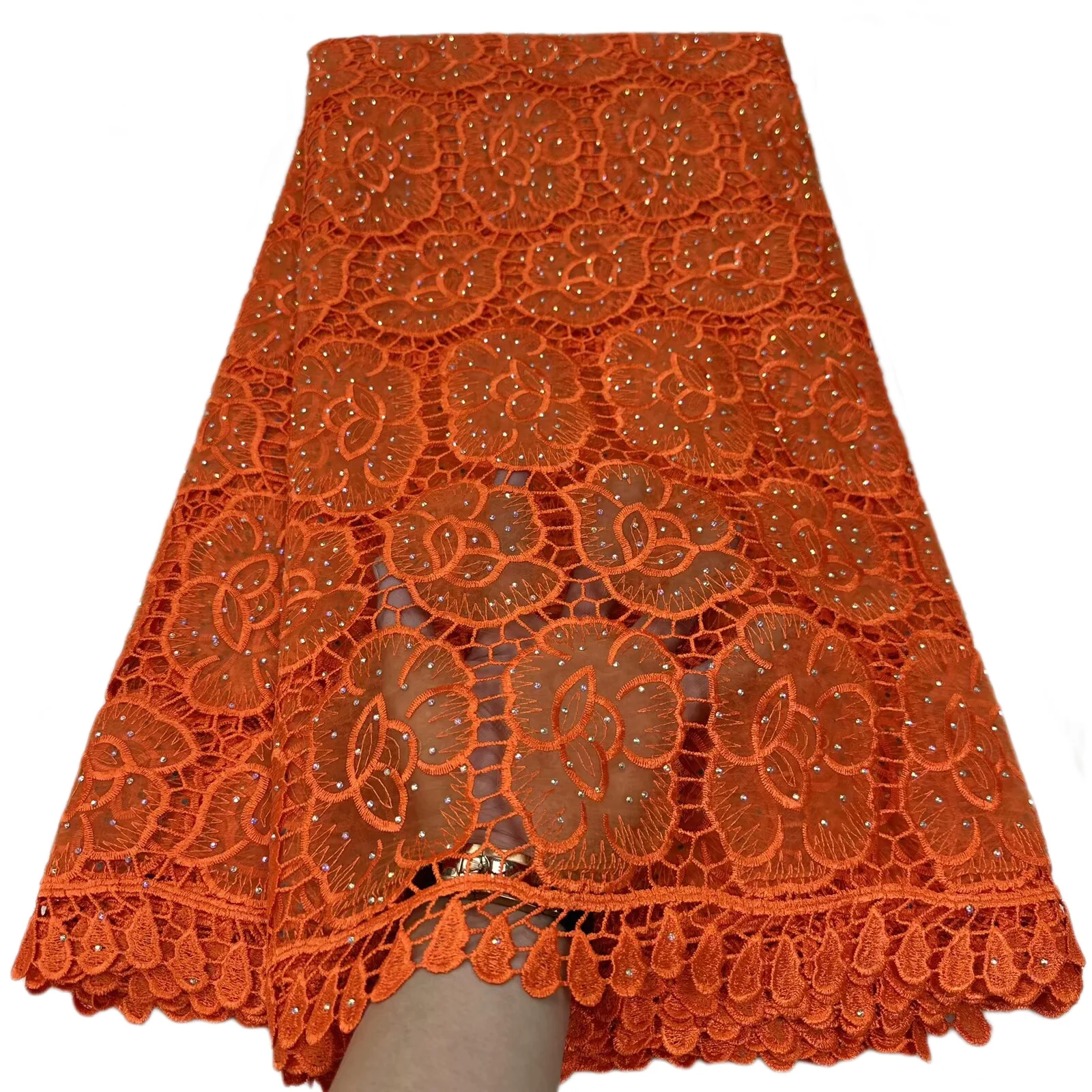

Nigerian Organza Stones Cord Lace Fabric Knitted Water Soluble African Guipure Fabric 2025 High Quality Elegant Dress For Women
