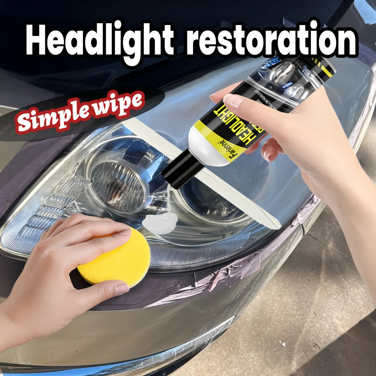 Headlight Repair Kit - Crystal Clear Coating Enhances Brightness, Deoxidizer and Obstruction Removal Coating for Car Light