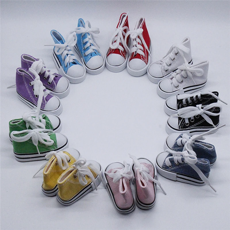 7.5CM Doll Sneakers Assorted Colors Doll Fashion Canvas Shoes for 1/3 1/4 BJD Dolls Toy Hand Made Shoes Accessories Toys Gift