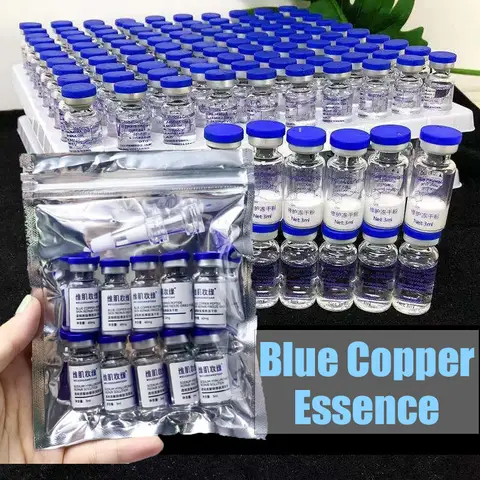 GHK-Cu High Purity 98% Blue Copper Peptide Essence Freeze-Dried Powder Set Anti Wrinkle Essence Shrink Pores Acne Treatment Skin