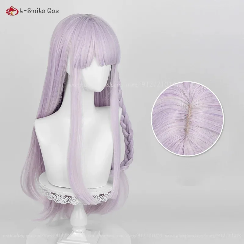 Kirigiri Kyoko Cosplay Wig 80cm Long Light Purple Cosplay Anime Wig Heat Resistant Synthetic Hair Halloween Party Wigs +Wig Cap