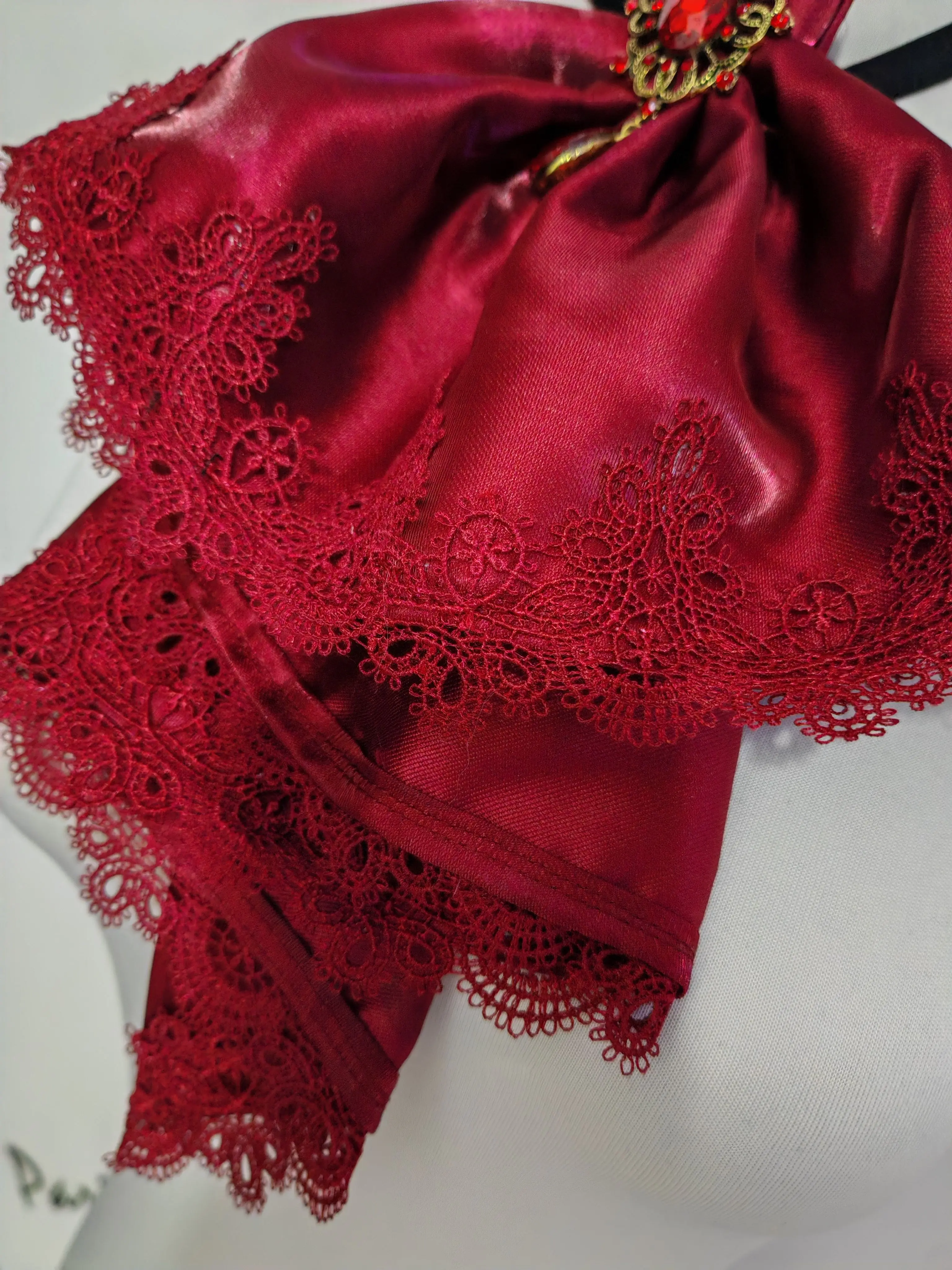 Red Folding Three-dimensional Saliva Towel Collar Flower Bow Tie Scarf Court Style Bow Tie Lolita Bow Cos Clothing Accessories