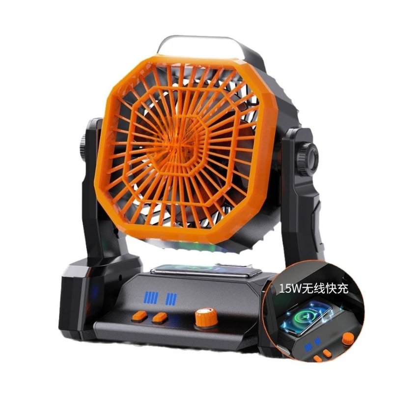

Wireless charging USB charging double fan blades, desktop wall-mounted large capacity