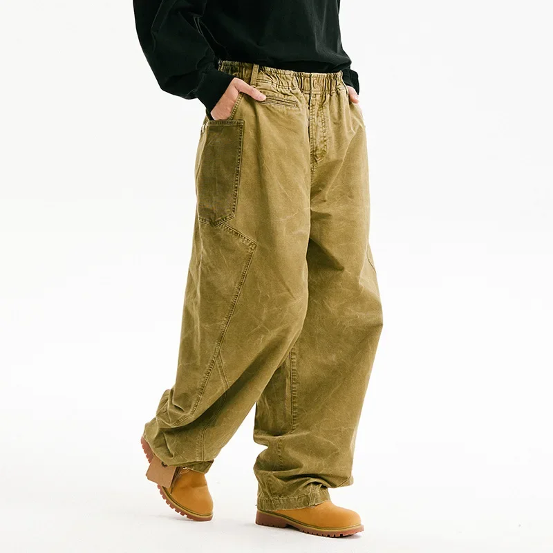 

Мужская и женская уличная одежда, модные винтажные потертые хлопковые свободные повседневные широкие брюки-карго, брюки для пар, мешковатые брюки High Street