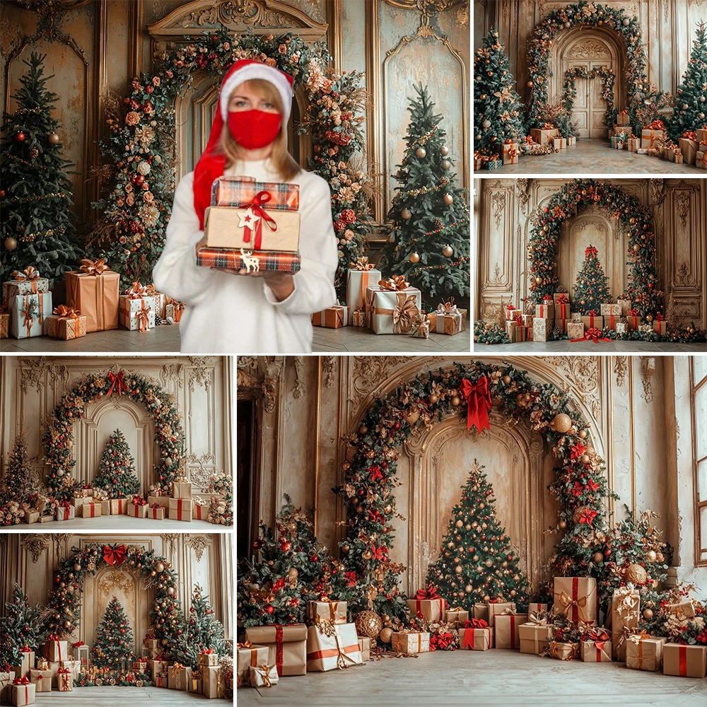 Fondo de sala de Navidad guirnalda de Navidad chimenea regalo decoración niños vacaciones foto retrato telones de fondo accesorios de estudio Banner