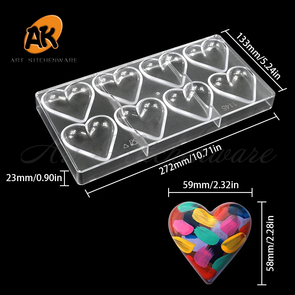 8 Cells Heart PC Chocolate Mold Ice Cube Tray Food Safe Popsicle Maker DIY Homemade Freezer Ice Lolly Mould