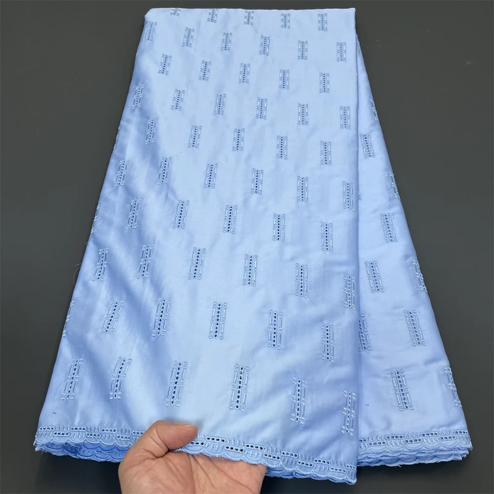 

Африканская кружевная ткань 2025 г., высокое качество, хлопчатобумажная ткань по метрам, вышивка, лен, вечерние платья, тюль, мода, ткань, 5 ярдов