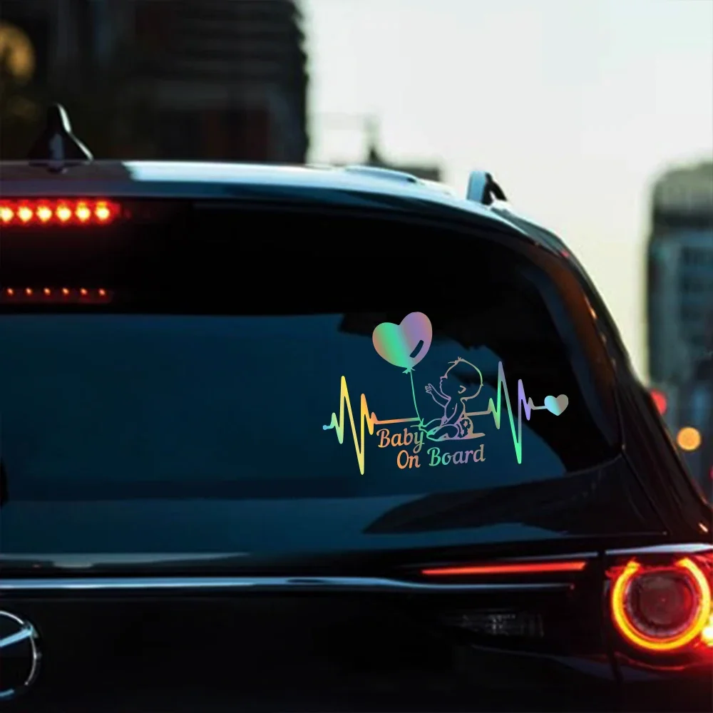 Baby On Board Sticker Heartbeat Balloon Decoration Car Window Windshield Auto Safety Caution Warnning Decor Decal Accessories view 3