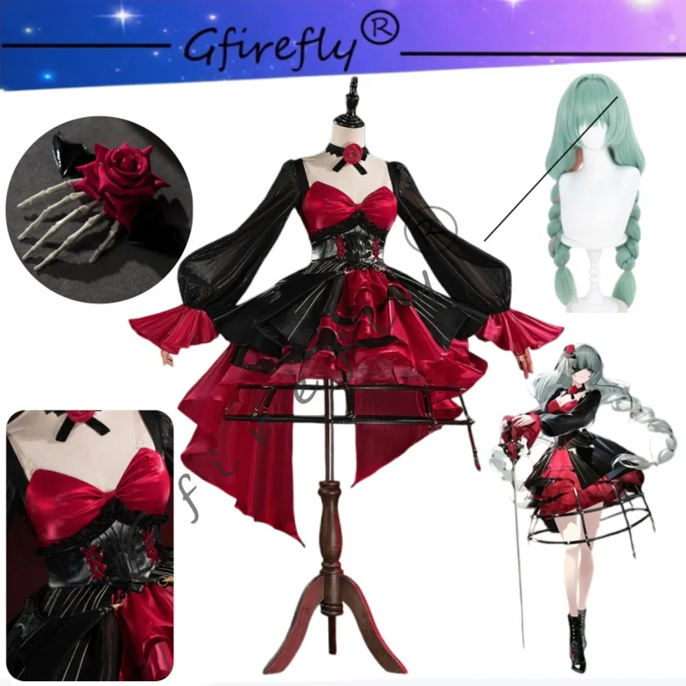 

Wuthering Waves Phrolova Same Style Cosplay Costume March Monster Red Dress Full Set Women Halloween Carnival Party Stage Wear