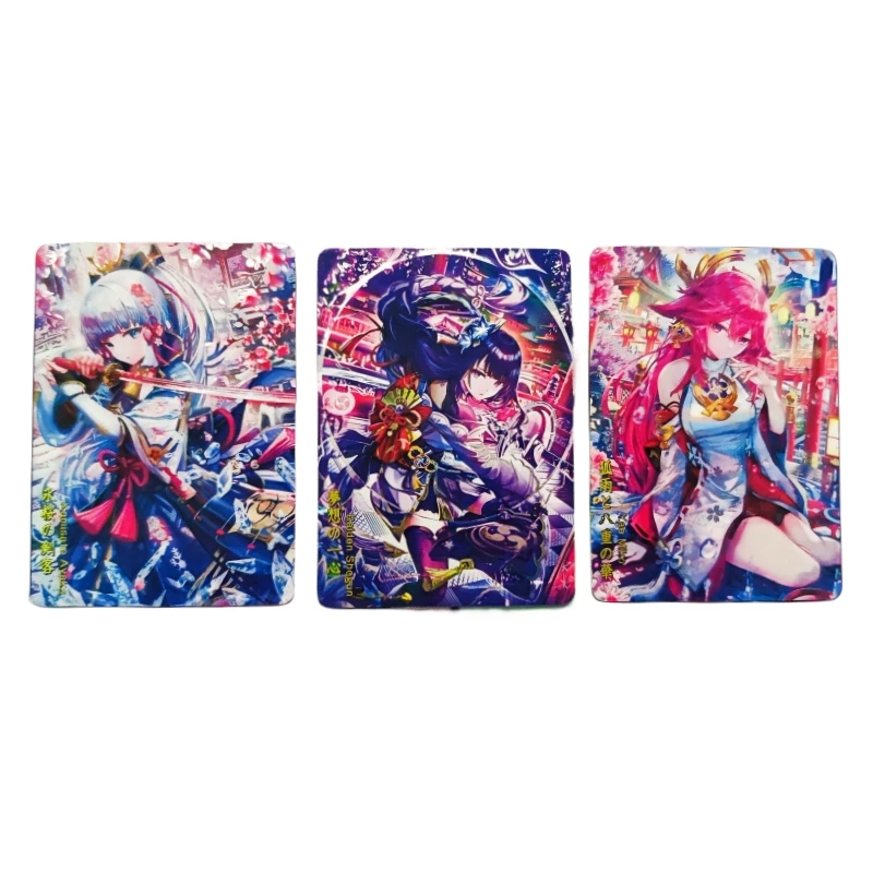 

3pcs/set Genshin Impact Beelzebul Yae Miko Kamisato Ayaka Animation characters flash card Anime Classics Game Collection Card