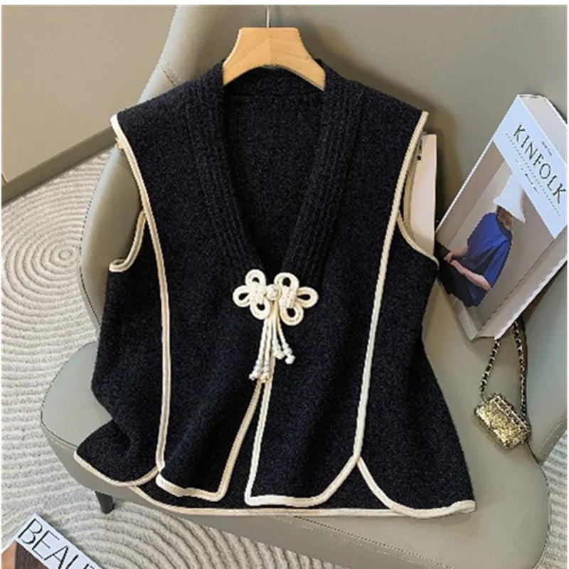 

Осенний женский жилет 2026 года: высококачественный, свободный, модный, элегантный, с V-образным вырезом, в корейском стиле, без рукавов, верхняя одежда, топ