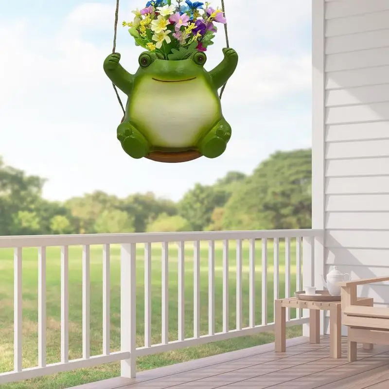 

Hanging Animal Planter Resin Cute Plant Succulent Pots Frog Swing Animal Planter For Indoor Outdoor Plant