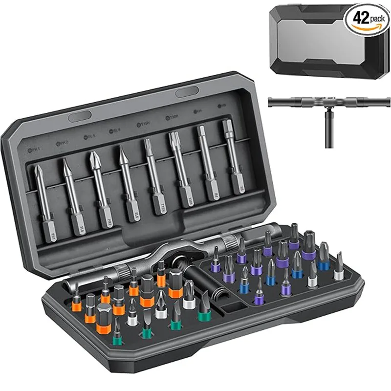 

Набор магнитных отверток 42 в 1, многофункциональный набор инструментов с трещоткой для ремонта мебели, компьютеров, велосипедов, для самостоятельного ремонта (DIY)