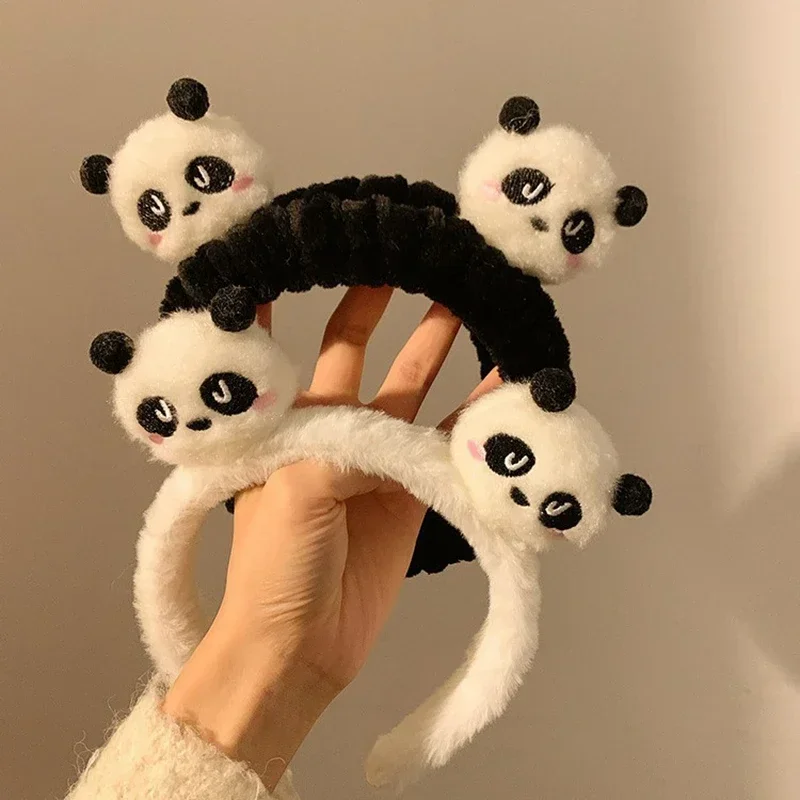 Panda Plush Face Wash Headband Autumn and Winter Hair Tie with Pressure Hair Anti Slip Headband for Women's New Hair Accessories