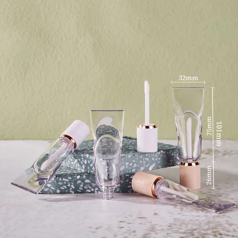 50개입 새 치약 디자인 4ML 빈 립글로스 병 메이크업 라운드 화이트 오렌지 캡 플라스틱 메이크업 립 틴트 튜브 포장