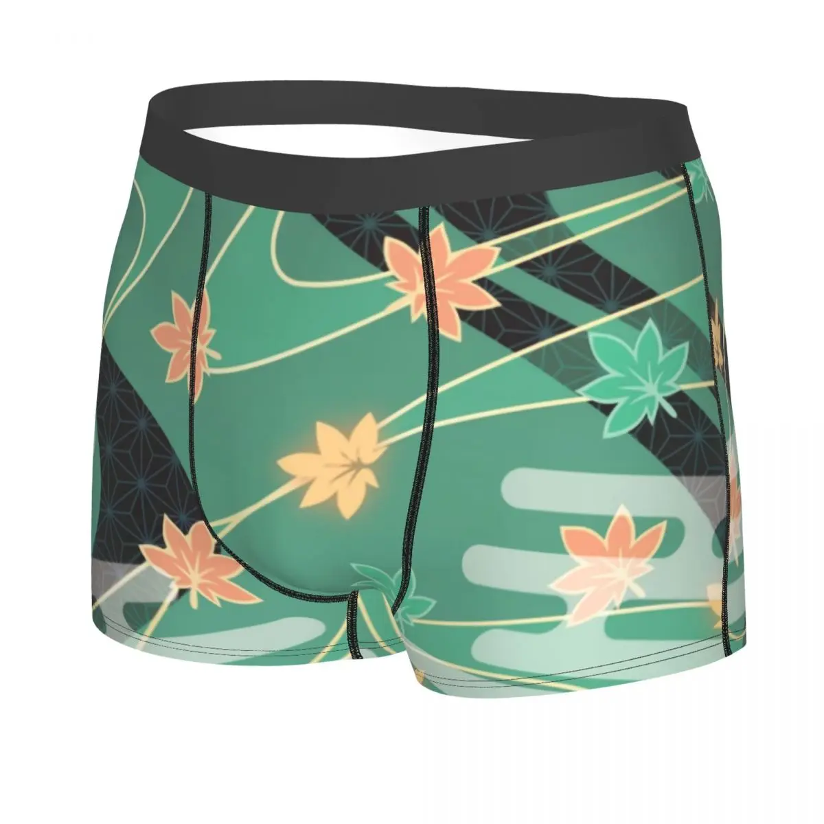 Custom Genshin Impact Underwear Men Stretch Kaedehara Kazuha Burst Pattern Boxer Briefs