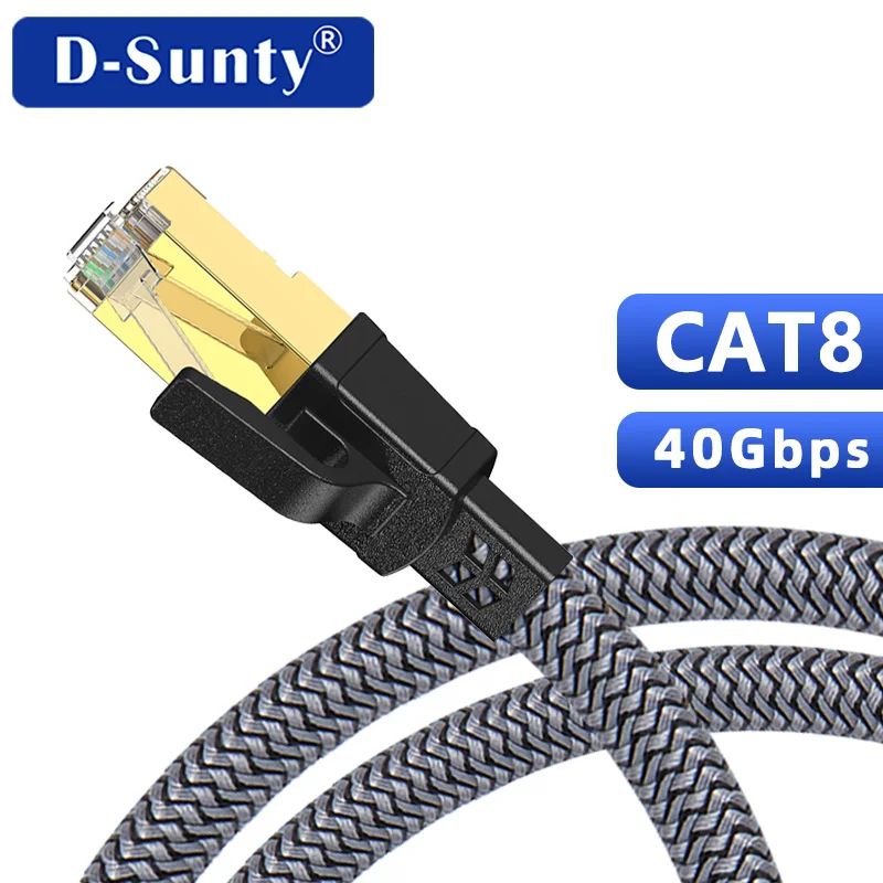 

Cat 8 Ethernet Cable 40Gbps Flat LAN RJ45 Cable High Speed Nylon Braided for Router Modem Laptop PC PS5 – D-Sunty CAT8 Cable