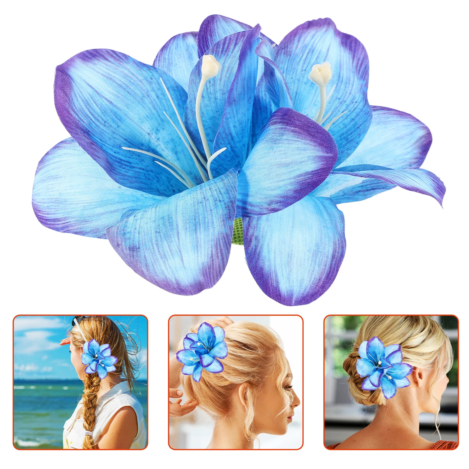 

Artificial Flower Hair Clip Elegant Lily Design Side Flower Barrette for Bridal Party Luau Beach Summer Outings
