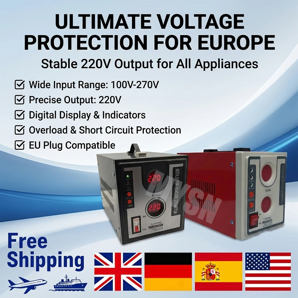 3000W 5000W 100-260V Input Fully Automatic AC Voltage Stabilizer High Power Household 220V 110V Output Voltage Regulator Outdoor