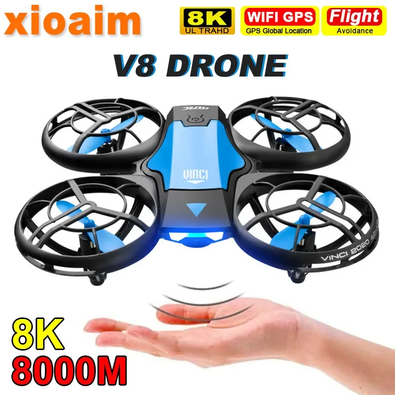 For Xiaomi Mini V8 Drone 4K 8K HD Camera Drones WiFi FPV Air Pressure Height Maintain Foldable Quadcopter RC Drone for Toys