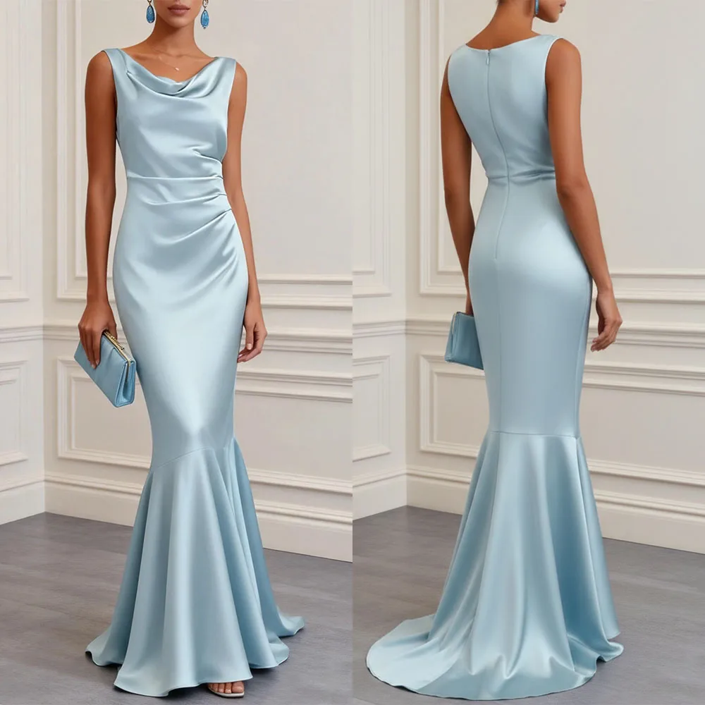 

High Quality Customized Floor Length Blue Long Dresses Mermaid Floor Length Zipper Dresses on Clearance Sale Formal Dress فساتين