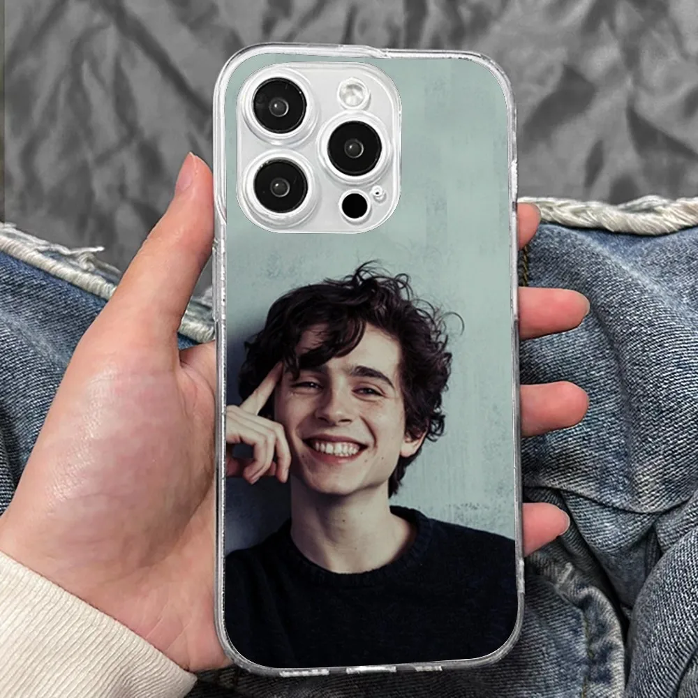 T-Timothee Chalamet-E Phone Case For Iphone 15 11 13 14 Pro Max 7 8 Plus X Xr Xs Max Se2020 12mini Transparent Cover