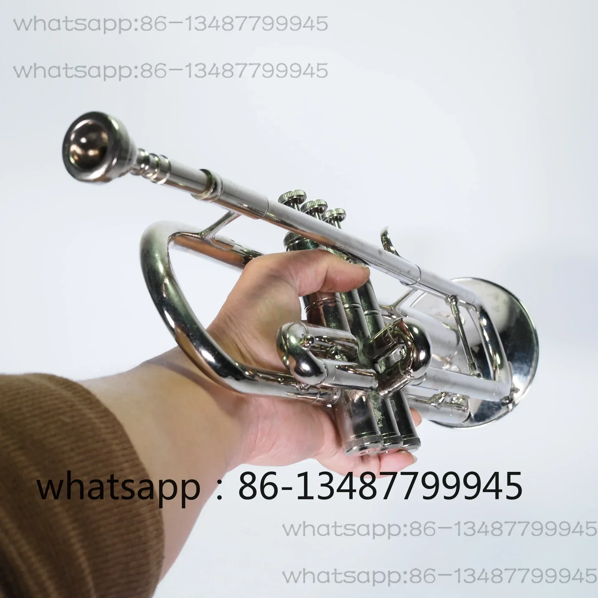 Nostalgic second-hand Western wind instruments,small trumpet with box,good quality,old objects with sound function,OK decoration