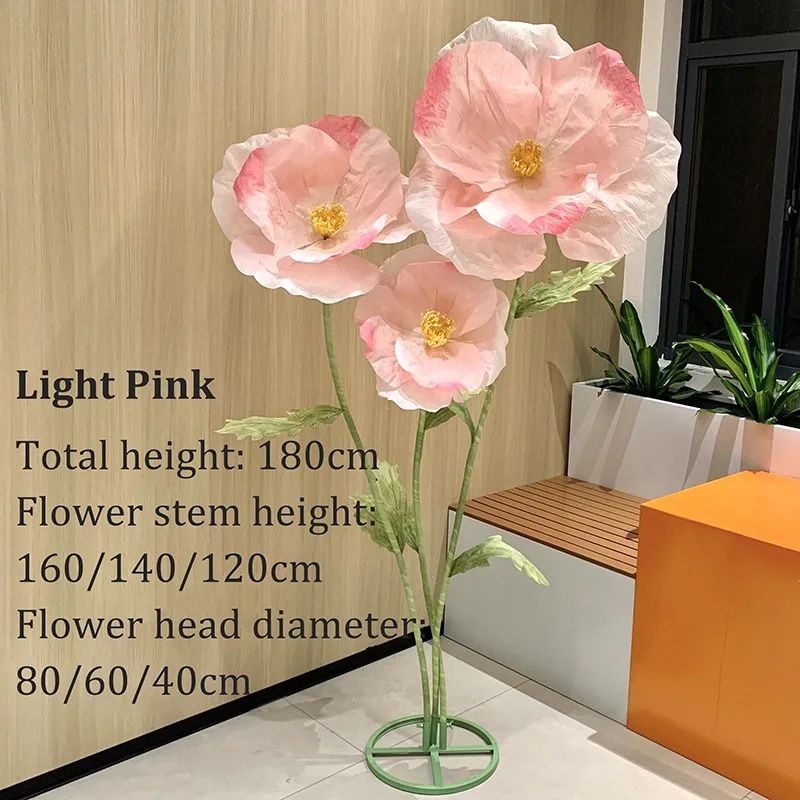 180cm Wedding Decor Props Artificial Flowers Poppy Wedding Road Guide Flower Window Display Garden Decoration Home Decor Mariage