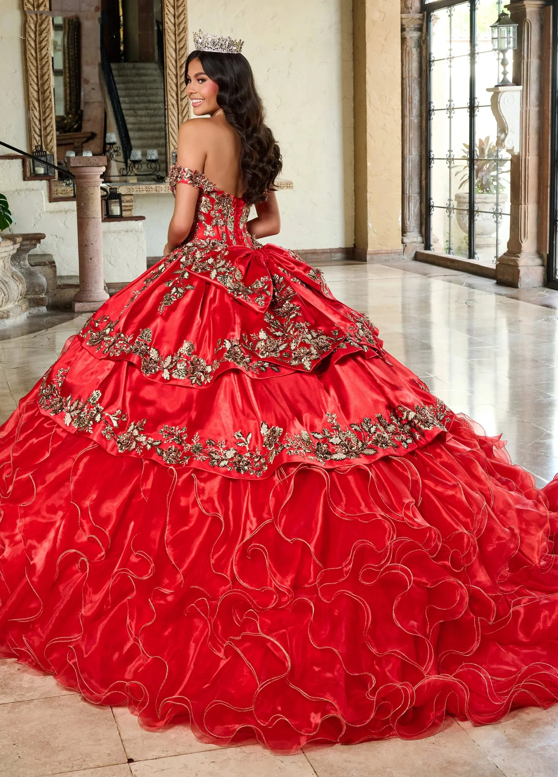 Red Quinceanera Dress Mexican Poncho 2025 Floral Embroidered Birthday Party Dresses vestidos de 15 quinceañera