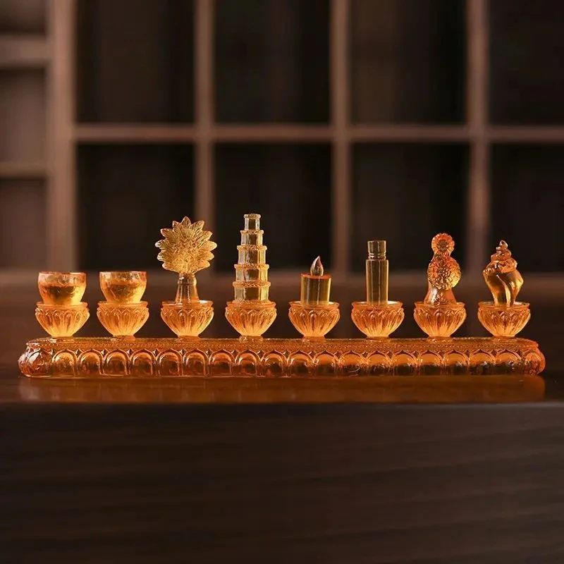 Continuous Light Buddha Hall Resin Auspicious Lamp Ornament Household Chinese Buddhist Utensils and Supplies Decorations