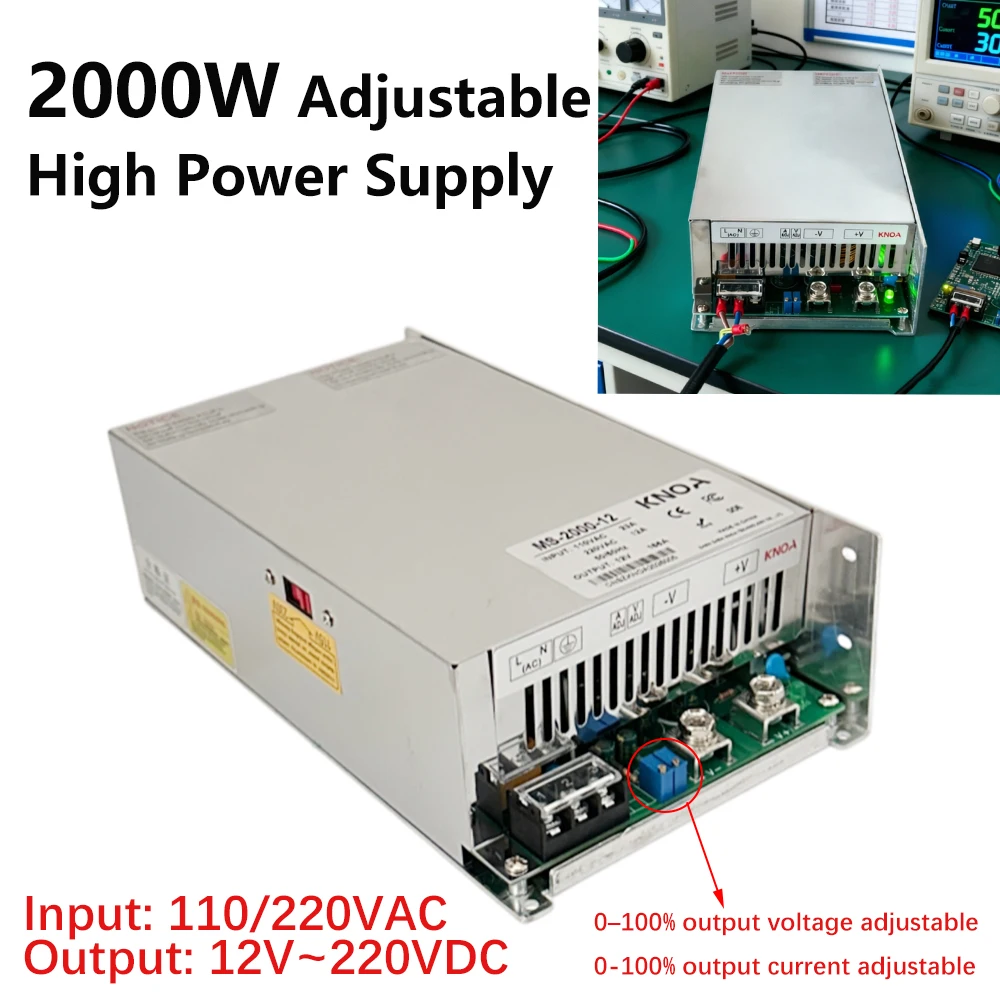 2000W Schaltnetzteil AC zu DC 12V 15V 24V 27V 30V 68V 85V 110V 150V 200V 220V Hochleistungs-Industrietransformator