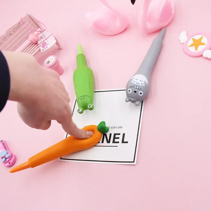 10 Pcs Creative Gel Pens Set Decompression Neutral Water Pen Soft Fluffy Students with Pinch Cute Super Creative Decompression