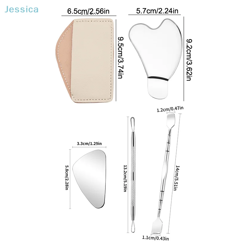 ♥ أداة إزالة الرؤوس السوداء من المعدن الفضي غوا شا، أداة تدليك غواشا من الفولاذ المقاوم للصدأ، ملعقة تنظيف عميقة للوجه #6
