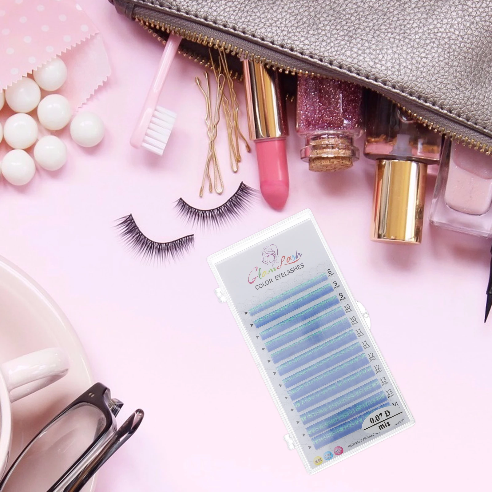 

Fluorescent Fake Eyelashes False Lashes Decorative Pink Color Grafting Eyelashes Cosplay H made Comfortable Natural