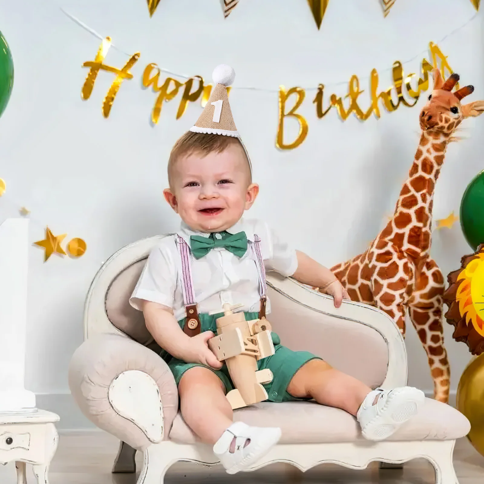 

1Pcs Linen Kids Birthday Party Hat Adorable Headwear Decorative Hats for Children Party Favor Linen Birthday Hats