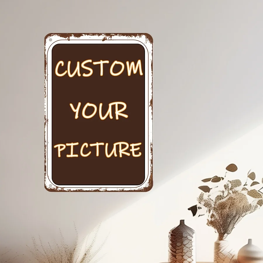 Customizable Vintage Metal Wall Sign - Personalized Photo/Text/Design - Heavy-Duty Iron Construction - Easy-to-Hang Indoor/Outdo