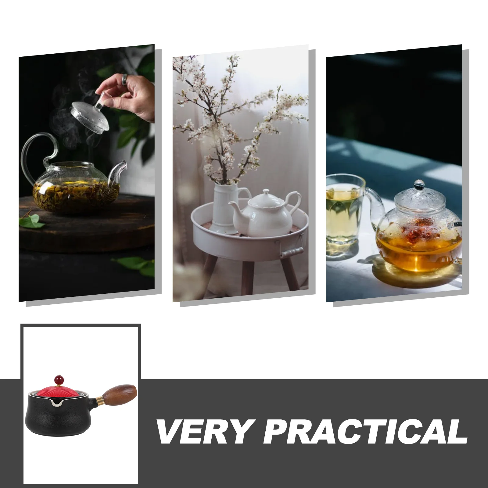 

Side Pot Porcelain Teapot with Infuser Household Rotatory Loose Leaf Rotating Wood Pots Ceramic Travel