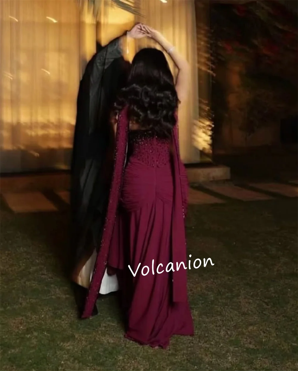 Customized Chiffon Pleat A-line Strapless Long Dresses Bespoke Occasion Prom Elegant Simple Sizes Available