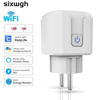 SIXWGH Smart Home Steckdose WiFi 16A EU Stecker Steckdose Cozylife Fernbedienung Timer Power Monitor Unterstützung Stimme Google Home Alexa