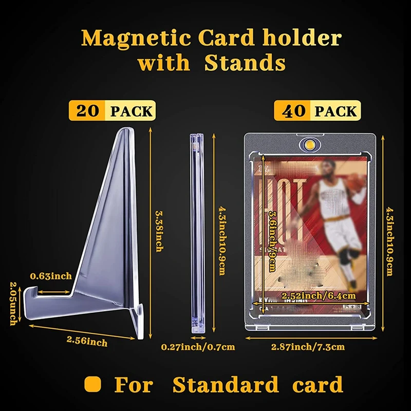 Magnetic Card Holders Card Cares With Clear Acrylic Stands 35 Pt Clear Trading Cards Cases Protectors Display