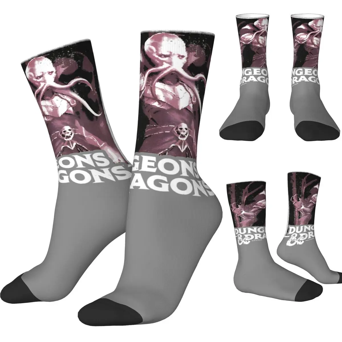 

DnD Boxed Stockings Mind Flayer Design Trendy Socks Autumn Anti Slip Socks Men's Outdoor Medium Soft Socks