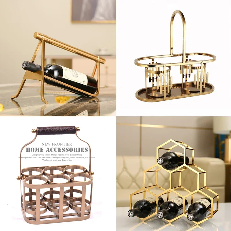 

Red wine rack ornament honeycomb Nordic geometric leaf guest restaurant villa kitchen decoration ornament