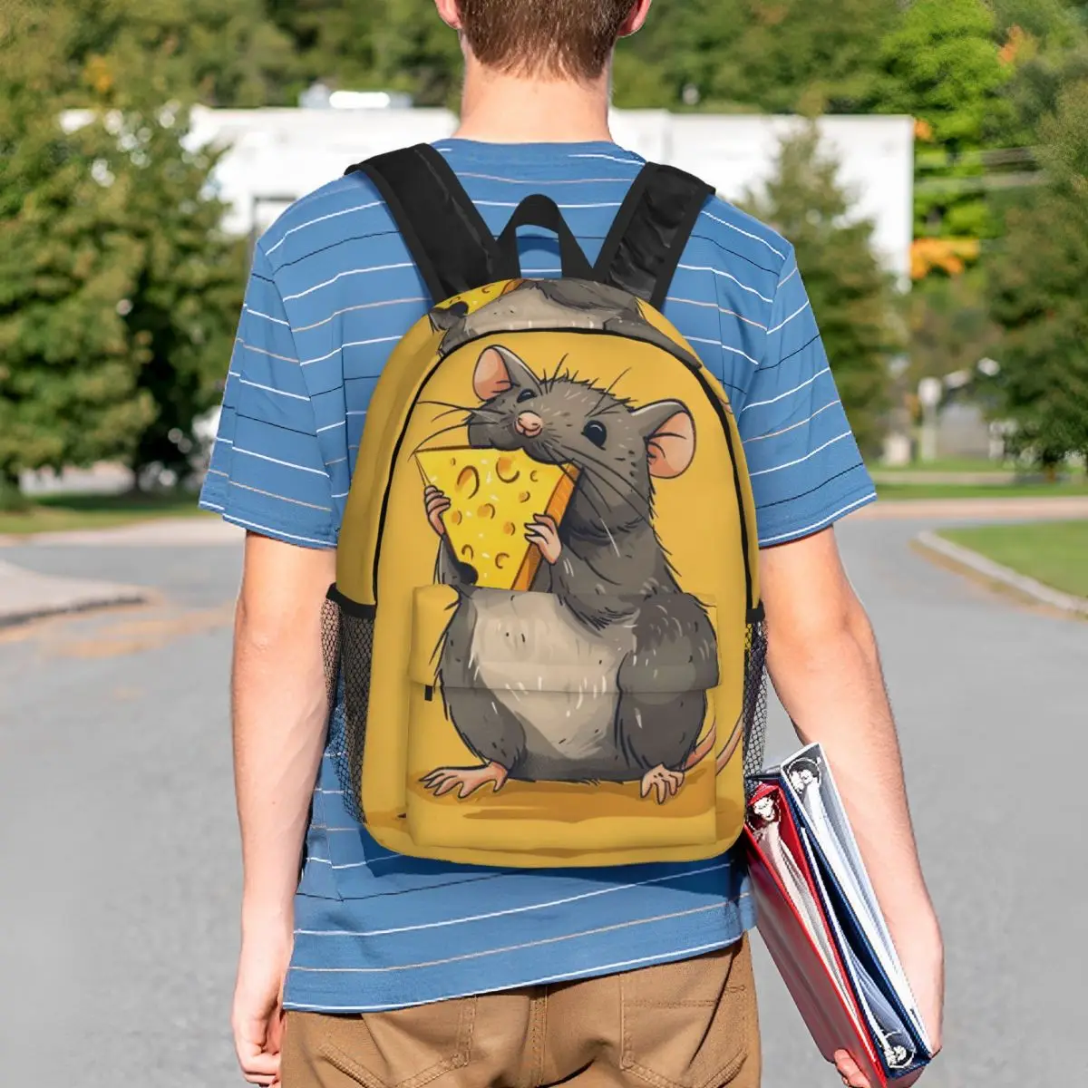 Cartoon Mouse And Cheese Backpack Student BookBag Children School Bag Computer Shoulder Bags for Men Women