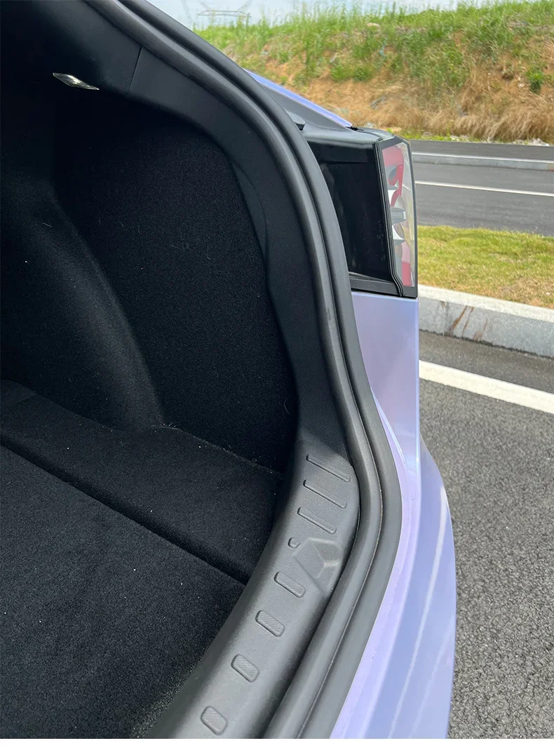Für Tesla Model 3 Pre-Highland 2017-2023 Hinterer Kofferraum-Einstiegsleistenschutz Gummistreifen Anti-Kratz-Ladeschwellenschutz – Detail 6