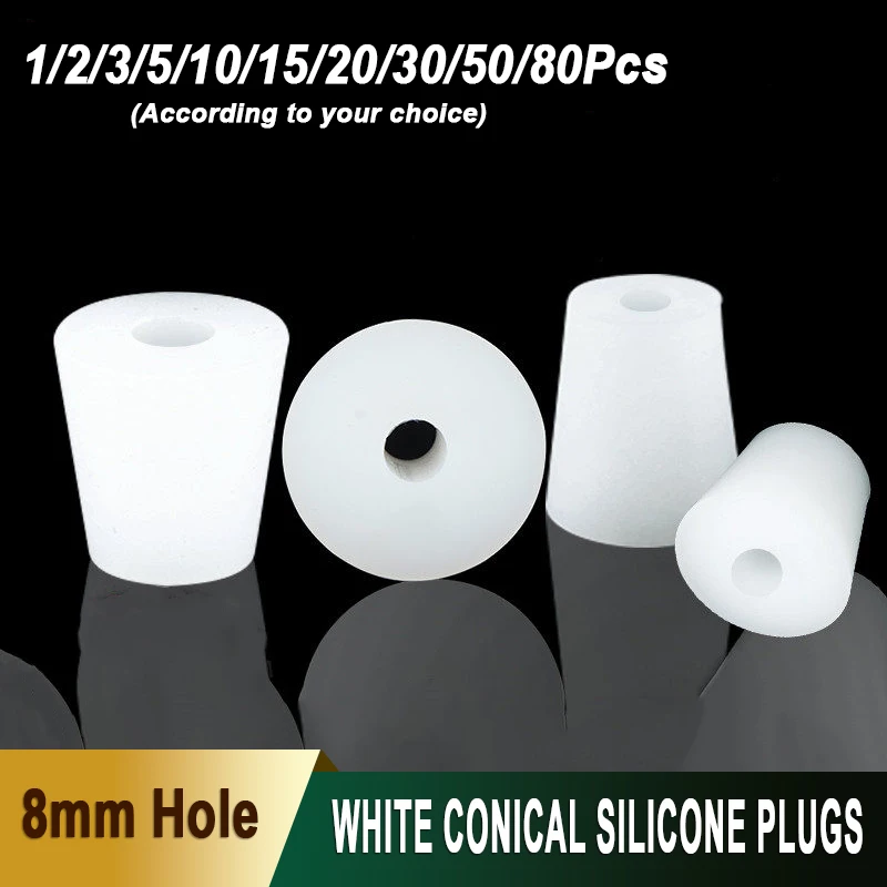1-80Pcs White Silicone Fermenter Cover Plug Stoppers With 8mm Hole For Airlock Valve Brew Wine Rubber Fermenting Lids Supplies