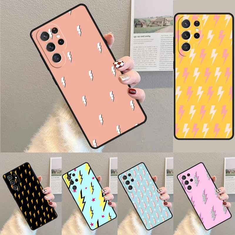 Cover For Samsung Galaxy S24 Ultra S21 S22 S8 S9 S10E Note 10 20 Plus FE S23 Lightning Bolt Phone case Coque