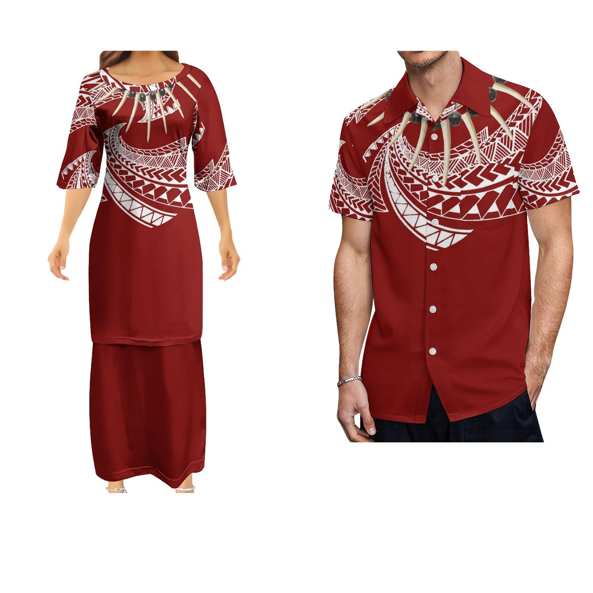 Samoan-Collier personnalisé Ula Nifo pour femme, jupe longue décontractée, chemise d'art vintage pour homme, motif respecté, robe pour femme, grande taille