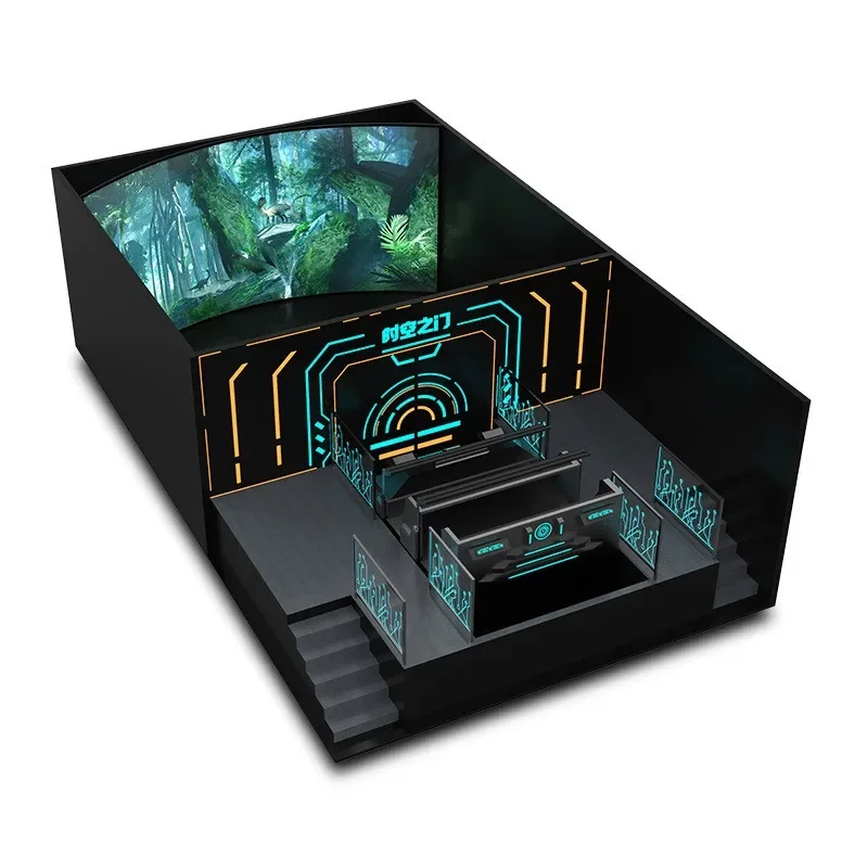 Track propulsion curved ring screen cinema large game machine